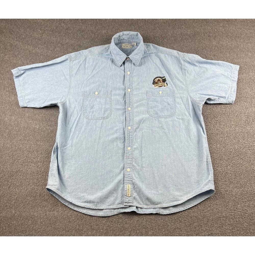 Camp David Men's Light Blue Short Sleeve‎ Button-Up Shirt Size Large